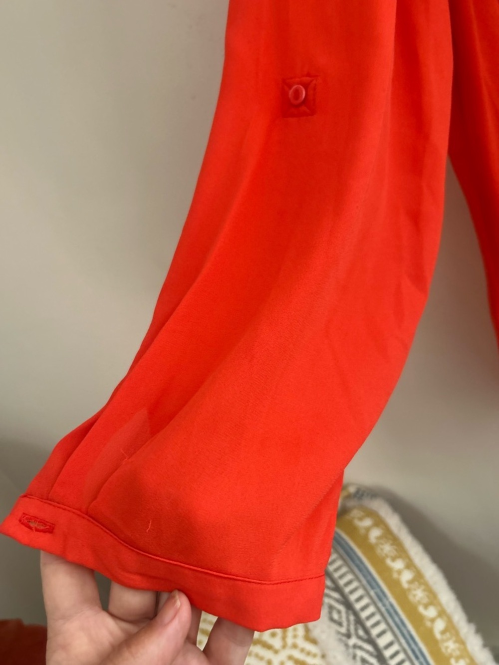 Adrianna Papell Roll Tab Tunic - Vibrant Coral Red;  Size XL - Picture 4 of 6